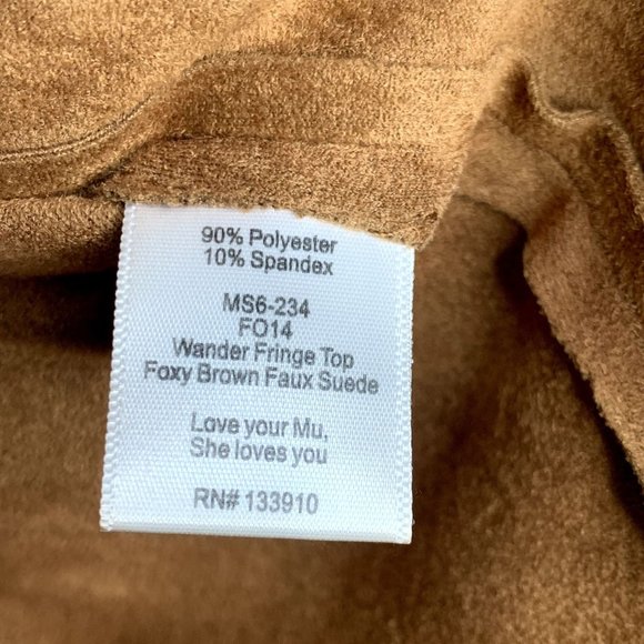 Show Me Your Mumu Wander Fringe Top Foxy Brown Faux Suede - Picture 5 of 7